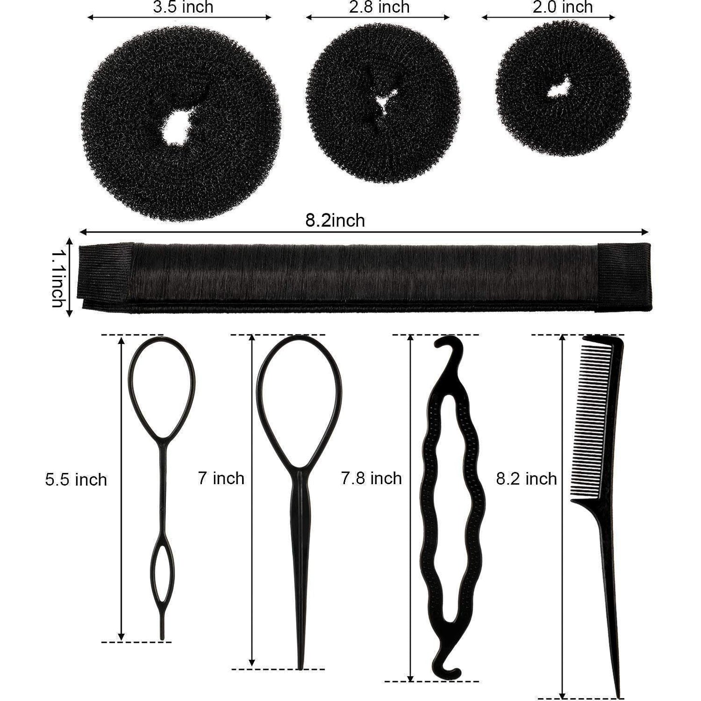 Complete hair bun shaper styling set | everything you need for making the trending cat ear buns | works with any hair type or length