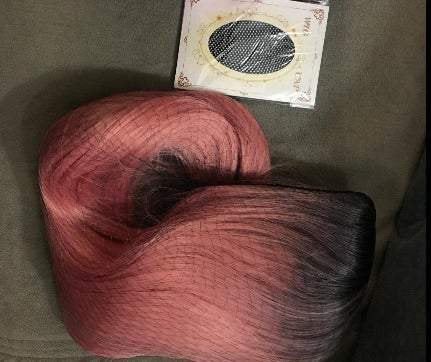 Black to candy pink ombre | big wave | 26" synthetic | human hair feel | drag queen | trendy custom styled | stage performer wig