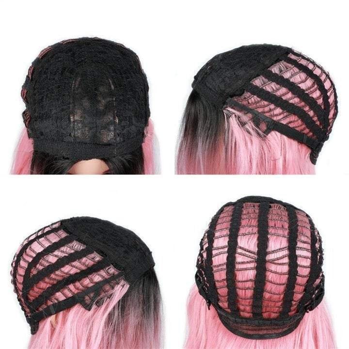 Black to candy pink ombre | big wave | 26" synthetic | human hair feel | drag queen | trendy custom styled | stage performer wig