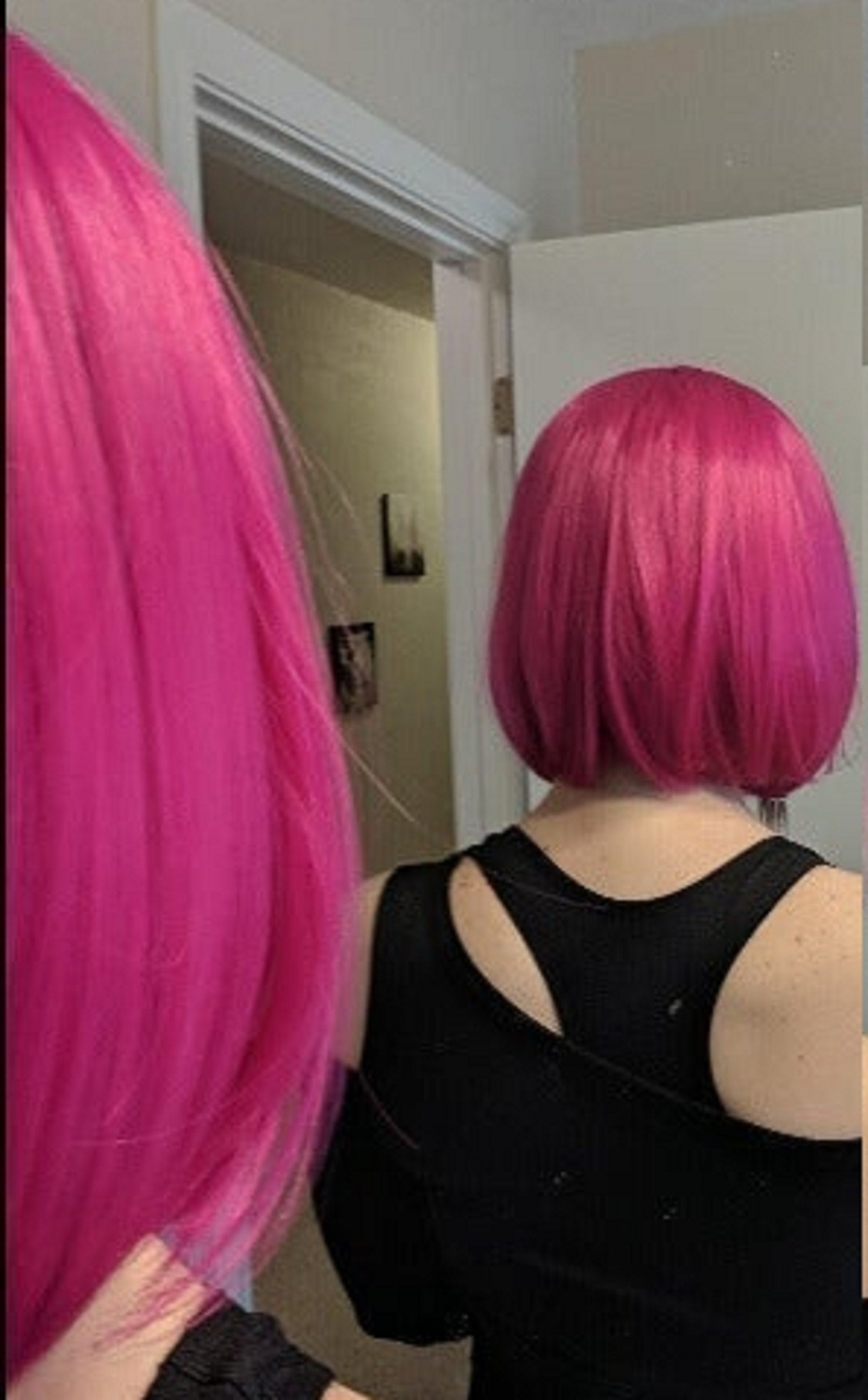 Neon pink party wig 14"  | trendy wigs | synthetic top quality heat resistant fiber | human hair feel | free shipping with orders of 35+