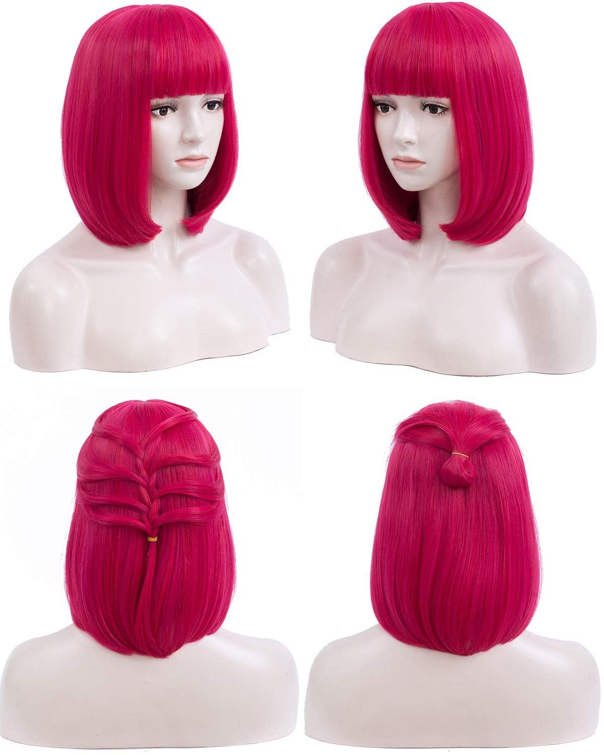 Neon pink party wig 14"  | trendy wigs | synthetic top quality heat resistant fiber | human hair feel | free shipping with orders of 35+