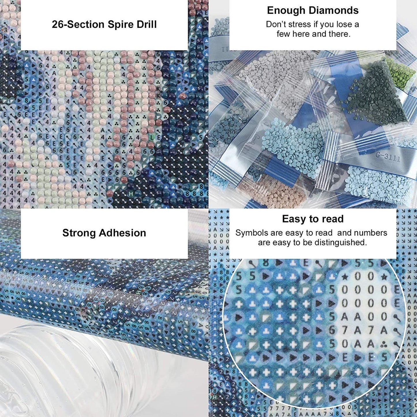 White dragon diy 5d diamond painting by number kit canvas 15.8"x11.8"