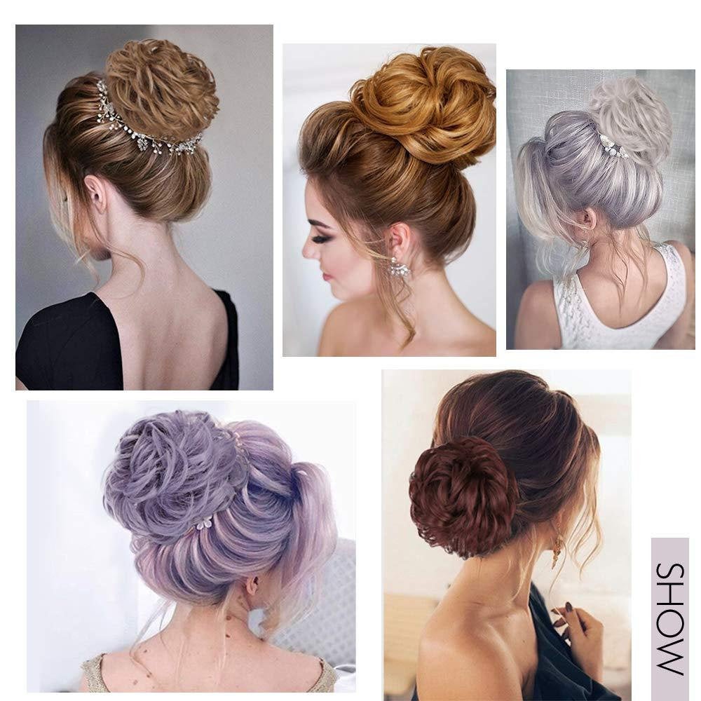 Attractive large thick curly scrunchie messy bun updo clip in hair piece extensions