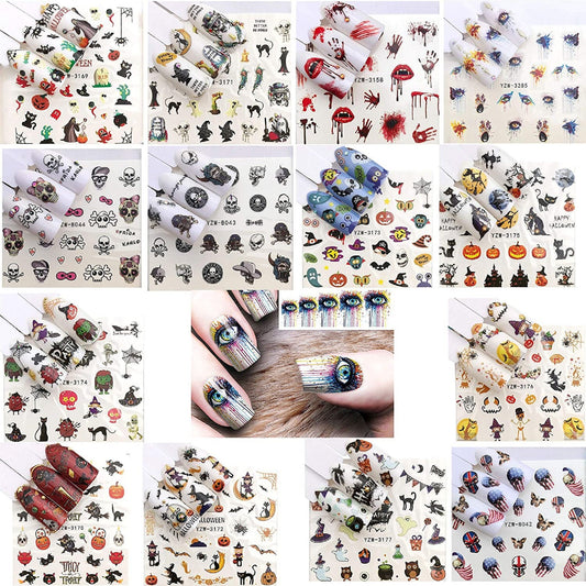 Ghost | skull | water transfer | nail art stickers | halloween | gothic | day of the dead | 20 sheets  nail art decals | dia de los muertos