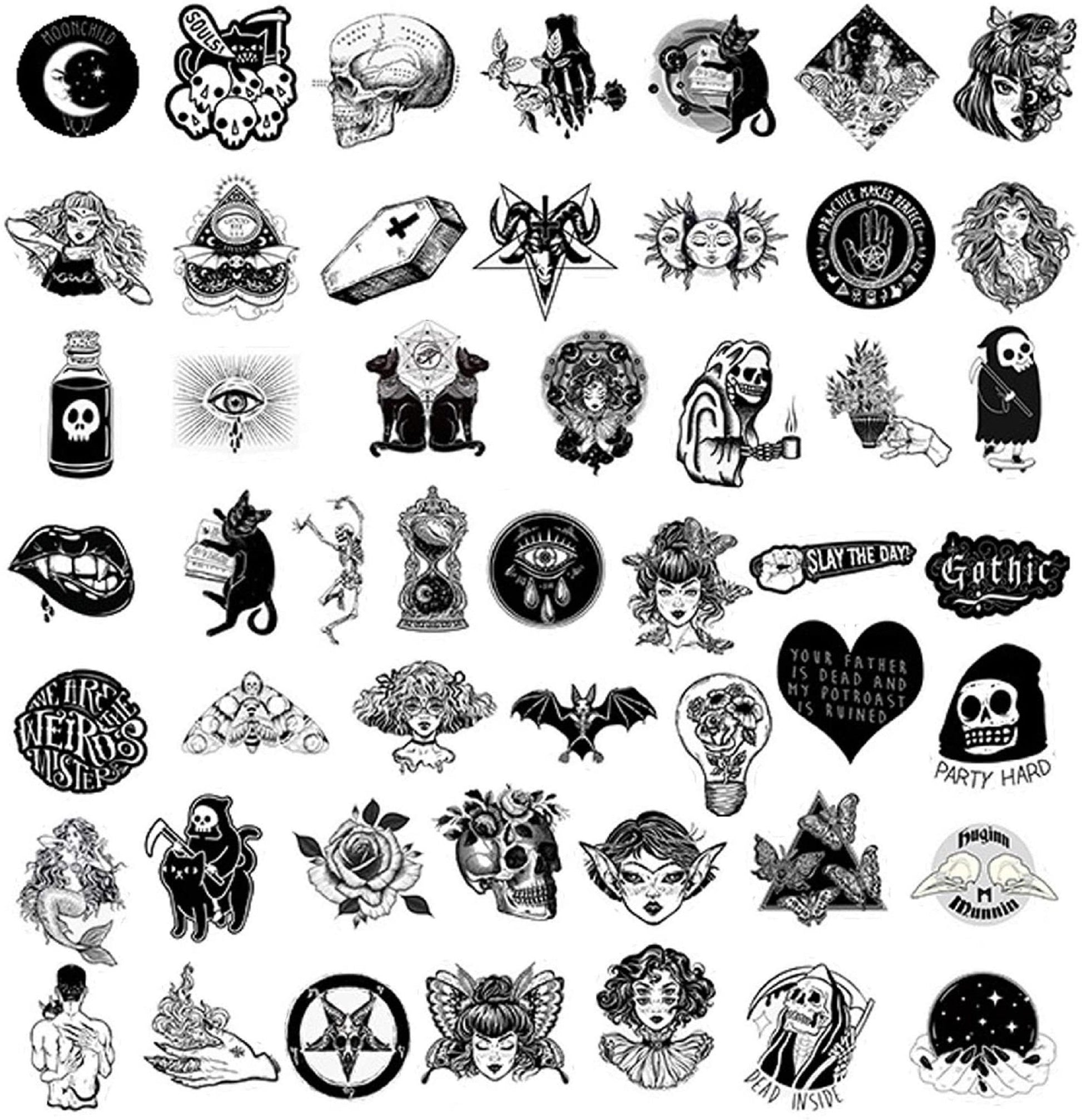 Gothic stickers 50 pieces no repeat removable vinyl diy trendy aesthetic decal stickers