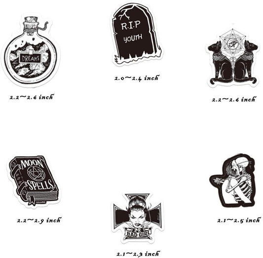 Gothic stickers 50 pieces no repeat removable vinyl diy trendy aesthetic decal stickers