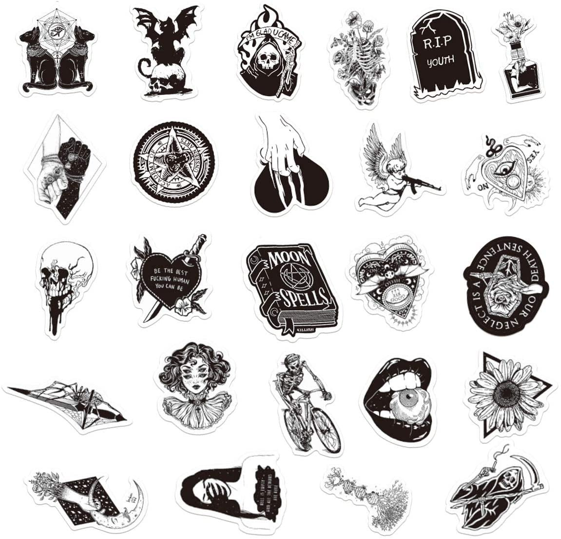 Gothic stickers 50 pieces no repeat removable vinyl diy trendy aesthetic decal stickers