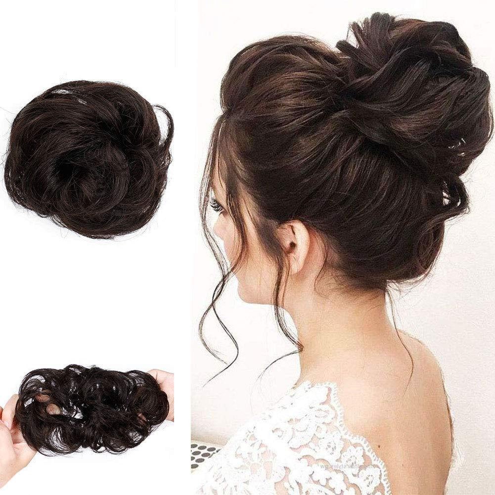 100% Brazilian Human Hair Curly Messy Bun Scrunchie Updo Hairpiece Add Instant Volume to Hair The Best Quality Real Human Hair Messy Bun