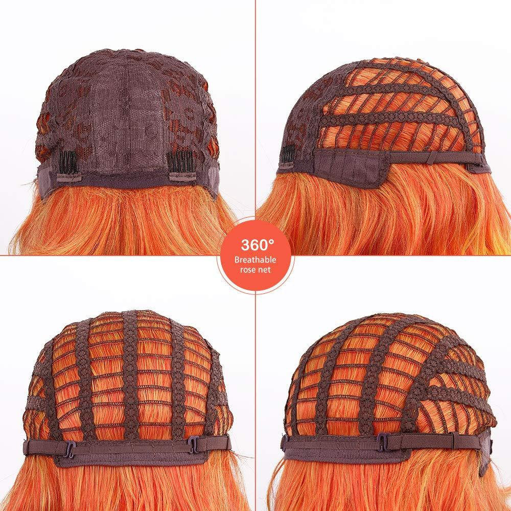 Trendy wig orange rooted blonde synthetic wig 14"