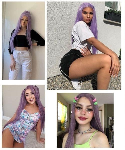 Lilac purple straight heat resistant 26" | trendy wigs | synthetic top quality heat resistant fiber | human hair feel | free shipping on 35+