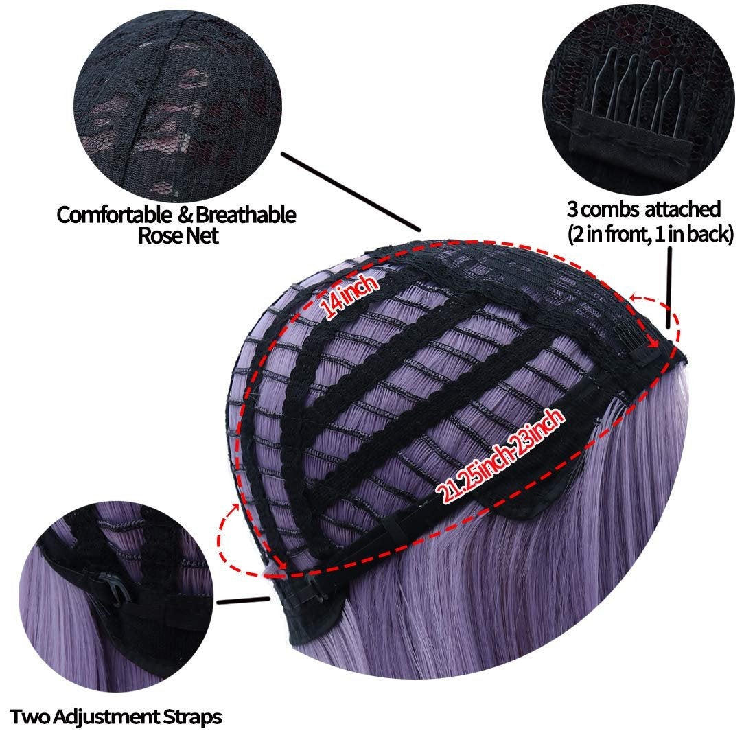 Lilac purple straight heat resistant 26" | trendy wigs | synthetic top quality heat resistant fiber | human hair feel | free shipping on 35+