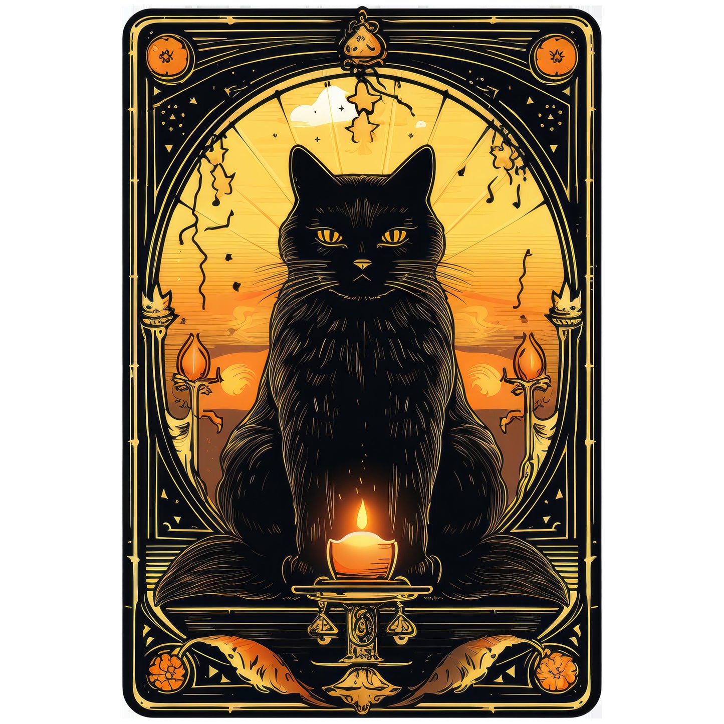 Halloween Cat Tarot Card Clipart Bundle DIY Printable Witch Gift Black Cat Art Gothic Cards Instant Download 300 DPI Transparent Background
