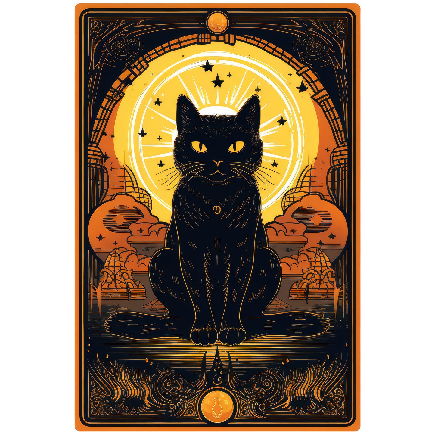 Halloween Cat Tarot Card Clipart Bundle DIY Printable Witch Gift Black Cat Art Gothic Cards Instant Download 300 DPI Transparent Background