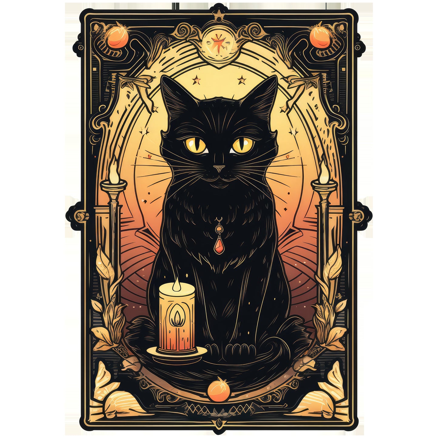 Halloween Cat Tarot Card Clipart Bundle DIY Printable Witch Gift Black Cat Art Gothic Cards Instant Download 300 DPI Transparent Background