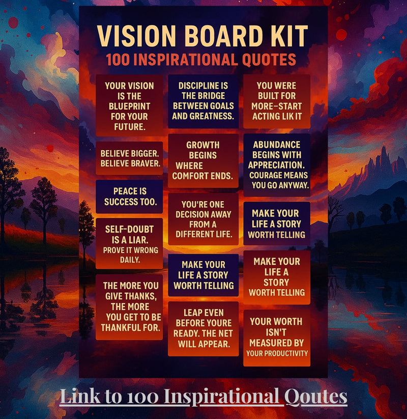 Vision Board Editable Printable Kit Aesthetic Vision Board Template 300+ Elements DIY Mood Board for Women Over 100 Affirmations and Quotes