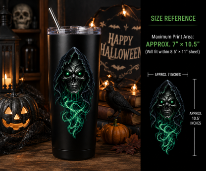 Hooded Flaming Skull PNG Bundle, 3 Color Grim Reaper Designs, Transparent Background, Halloween Skull Digital Download