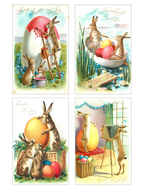 Victorian Easter Bunny Digital Cards