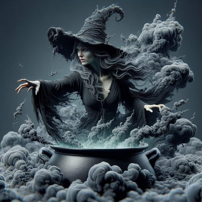 Witch Brewing Cauldron Neon Green Potion Gothic Halloween Wall Art Digital Download Printable Digital Download Magic Poster Art