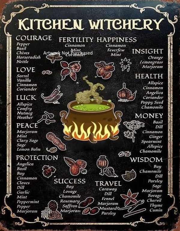 Kitchen Witchery with Flames Print Wall Art Home Decor Fantasy Poster Art Digital download Instant Access Create Your Own Art Print Can Be Edited And Resized