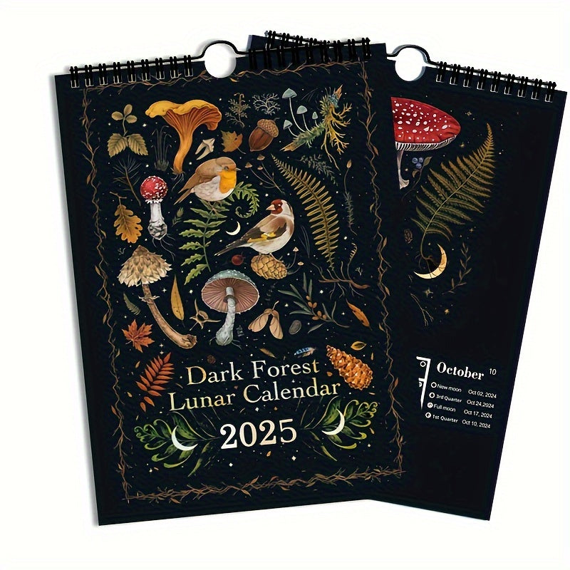 2025 Dark Forest Lunar Calendar New Custom Made To Order In America Art Deco Animal Print Fantasy Theme Moon Phase Planner