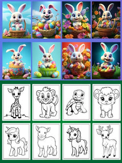 Cute Animal Happy Easter and Dot to Dot Easter Coloring Pages for Kids Massive Bundle of Child Activity Pages Keep Them Busy for HOURS!
