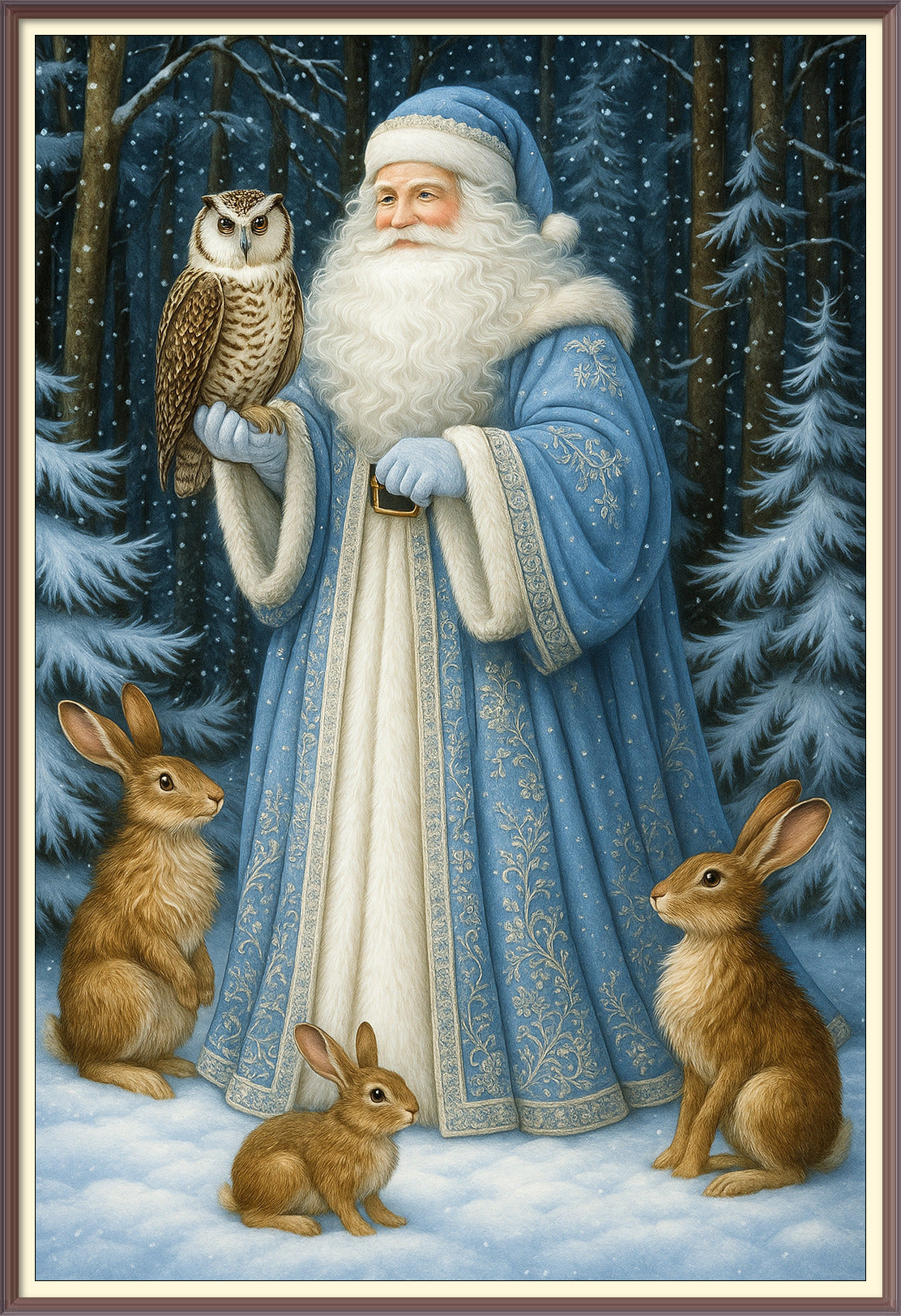Old Man Christmas and Forest Animals AI Enhanced Digital Art Print Download – Vintage Holiday Santa Claus Illustration, Woodland Creatures (Copy)