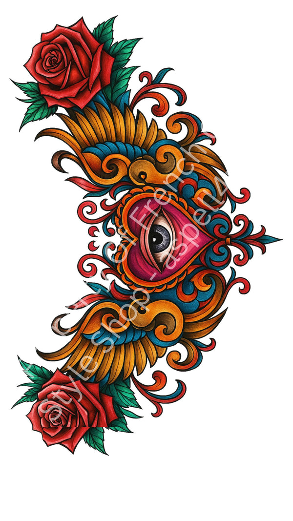 6 Highly Pigmented Floral Tattoo Flash Designs – Digital Download – Lower Back & Body Art AI Enhanced Versatile Transparent PNGs diy Craft