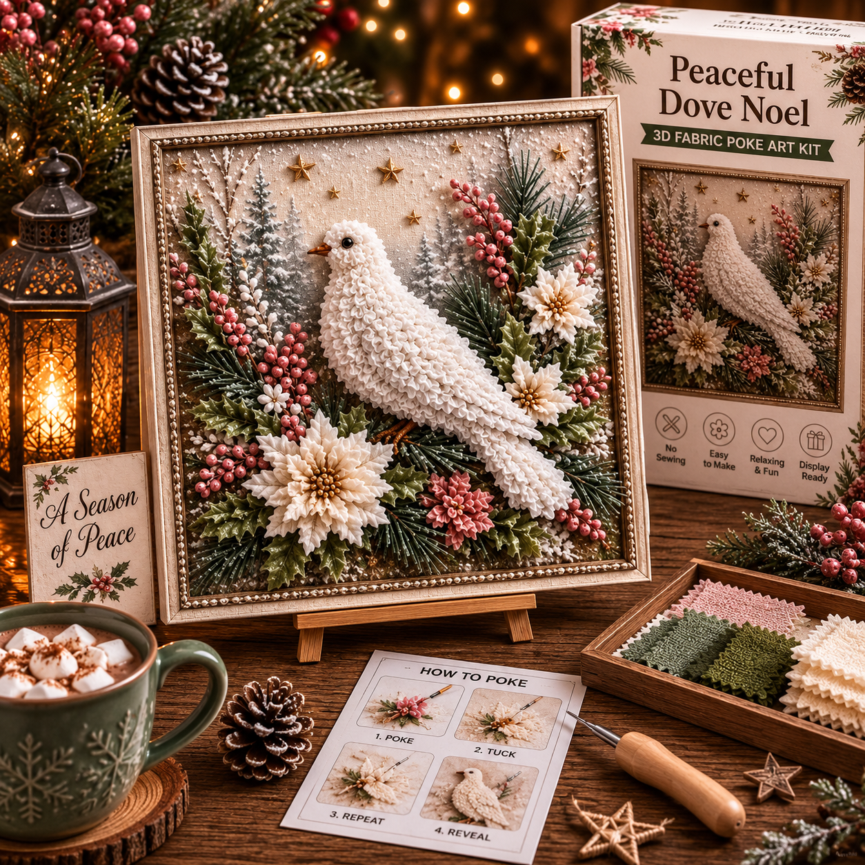 3D Fabric Poke Art Christmas Craft Kit, Choose Your Design, DIY Holiday Craft, No Sewing, Handmade Christmas Gift
