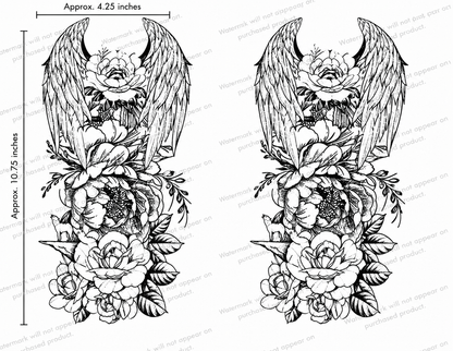 Celestial Unicorn Floral Tattoo Designs – Set of 16 Printable Fantasy Temporary Tattoo Art Downloads