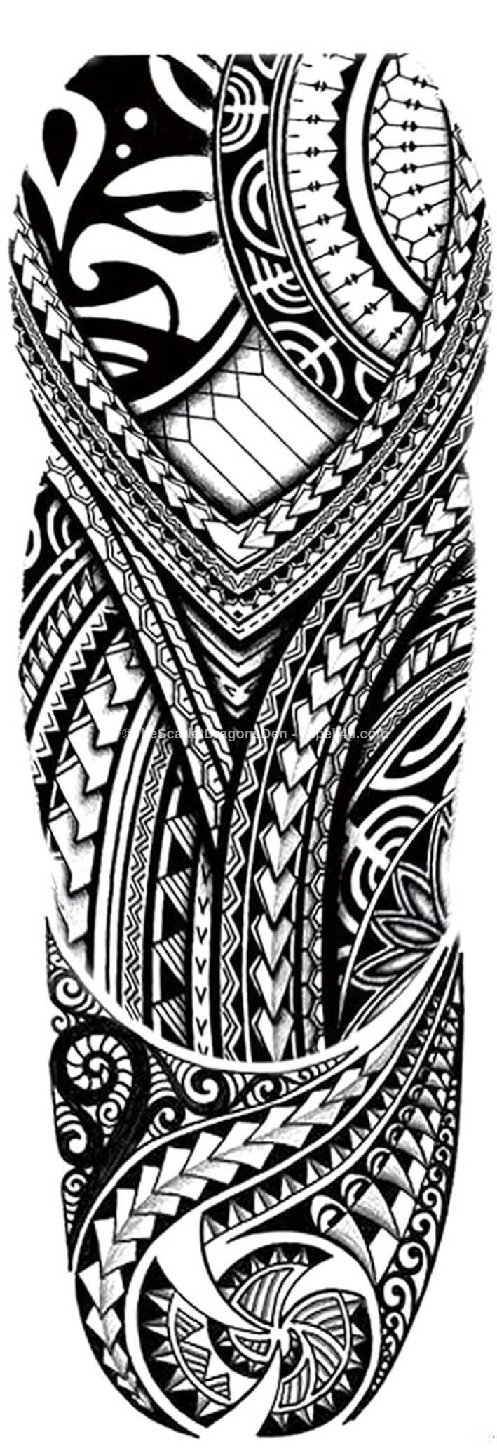 3D Polynesian Maori Printable Large Full Coverage Temporary Tattoo - Custom Digital Download Design - DIY Your Own Art Sticker Designs etc.
