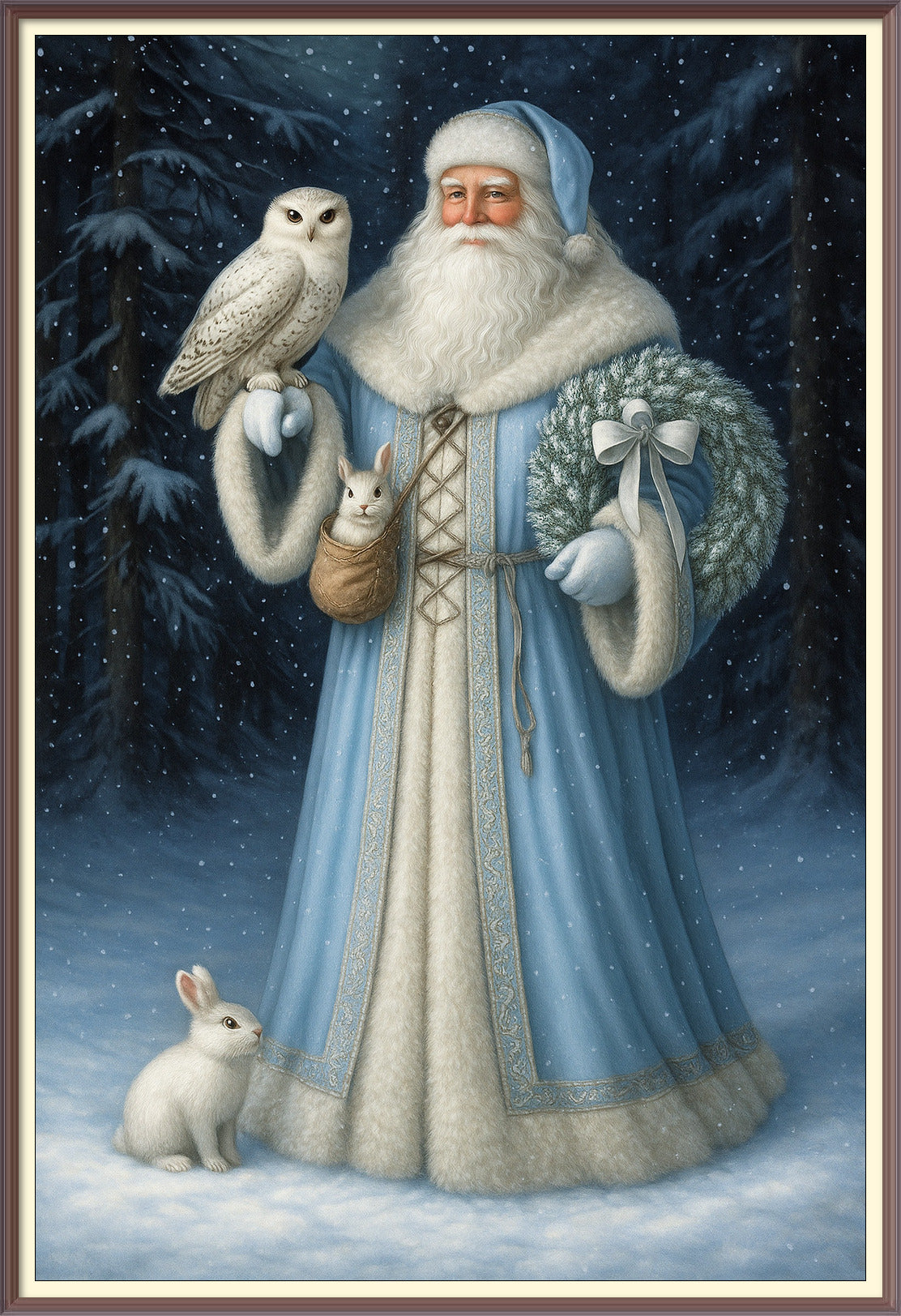 Old Man Christmas and Forest Animals AI Enhanced Digital Art Print Download – Vintage Holiday Santa Claus Illustration, Woodland Creatures (Copy)