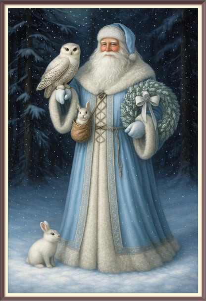 Old Man Christmas and Forest Animals AI Enhanced Digital Art Print Download – Vintage Holiday Santa Claus Illustration, Woodland Creatures (Copy)