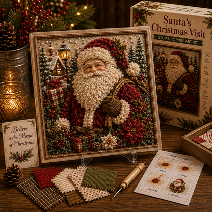 3D Fabric Poke Art Christmas Craft Kit, Choose Your Design, DIY Holiday Craft, No Sewing, Handmade Christmas Gift