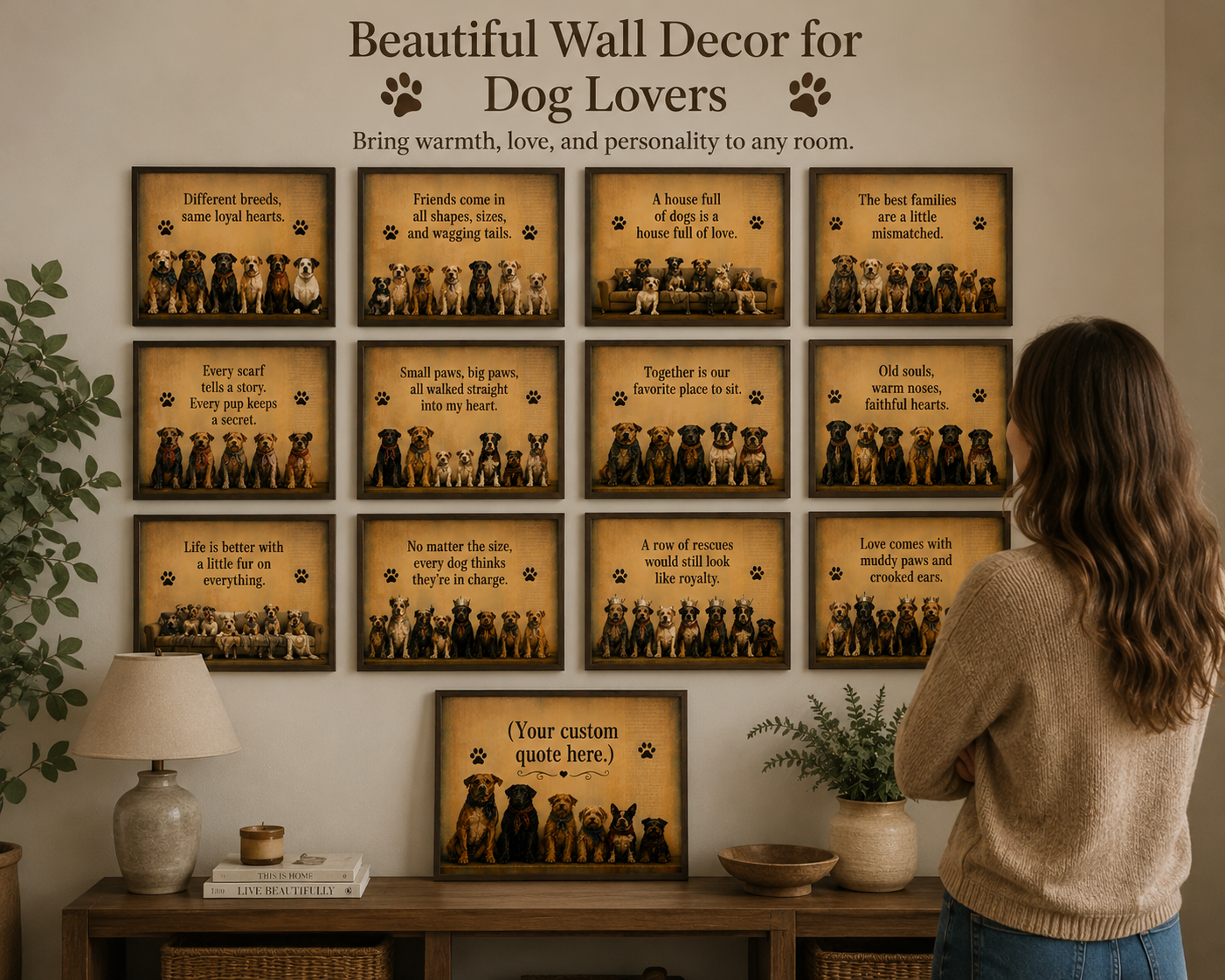 Dog Quote Wall Art PNG Download Farmhouse Pet Decor Printable Dog Lover Artwork Rustic Animal Quote Digital Download