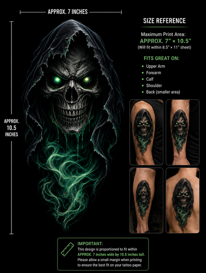 Hooded Flaming Skull PNG Bundle, 3 Color Grim Reaper Designs, Transparent Background, Halloween Skull Digital Download