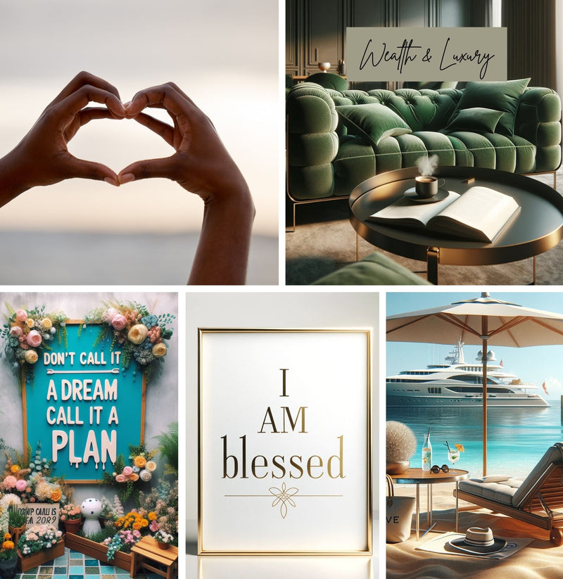 Vision Board Editable Printable Kit Aesthetic Vision Board Template 300+ Elements DIY Mood Board for Women Over 100 Affirmations and Quotes
