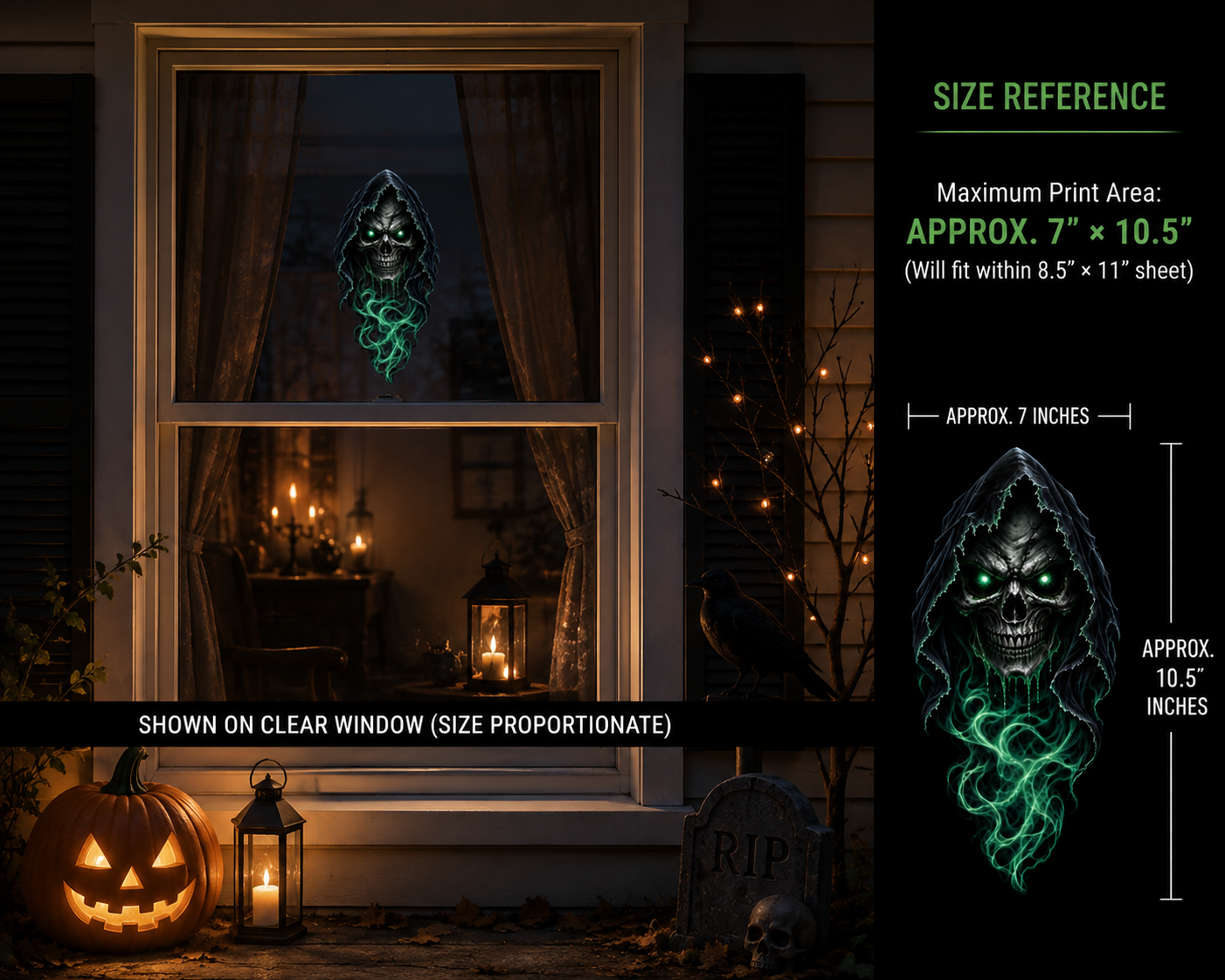 Hooded Flaming Skull PNG Bundle, 3 Color Grim Reaper Designs, Transparent Background, Halloween Skull Digital Download