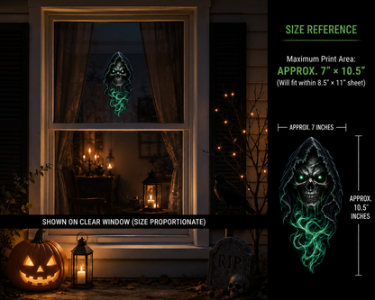 Hooded Flaming Skull PNG Bundle, 3 Color Grim Reaper Designs, Transparent Background, Halloween Skull Digital Download
