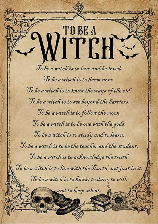 To Be A Witch | Unique Witchy Pagan Gift | Vintage Rust Styled Metal Sign | Minimalist Wicca Dark Arts Sign for Collectors and Enthusiasts