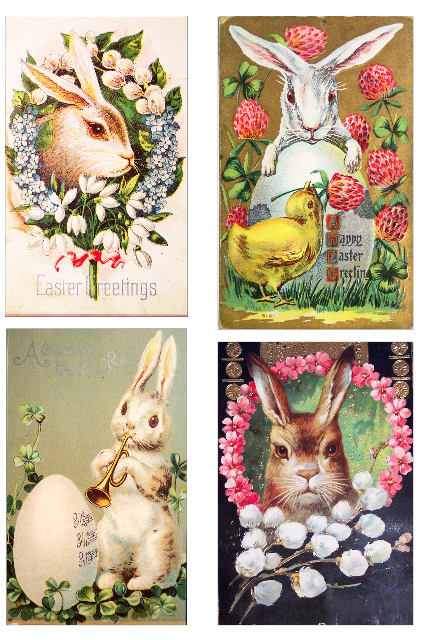 Vintage Victorian Easter Bunny Card Set Printable Retro Vintage Whimsical Ephemera Collage Elements Junk Journals, Decoupage & Scrapbooking