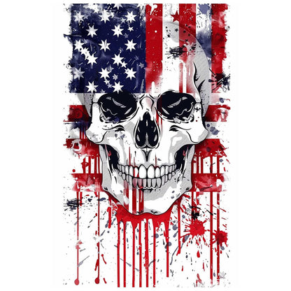 American Rebel Skull Flash Tattoo Art Wall Display  USA Flag Skull with Red Ink Drips – Patriotic Printable Digital Download 4th of July Art