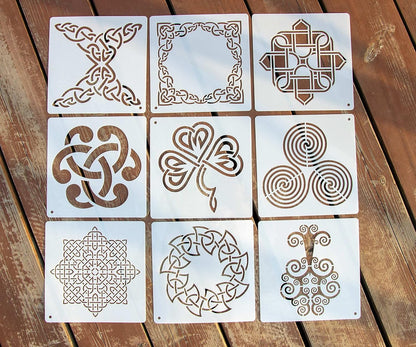 Celtic Knot Stencils, Set of 20 Each - Traditional Irish Designs, 6 X 6 Inch Reusable Mylar Stencil for DIY Crafts and Decorations, Celtic Stencil for Painting On Wood, Fabric, Walls, and More