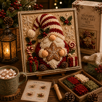 3D Fabric Poke Art Christmas Craft Kit, Choose Your Design, DIY Holiday Craft, No Sewing, Handmade Christmas Gift