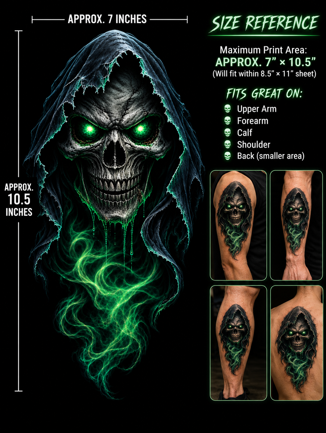 Hooded Flaming Skull PNG Bundle, 3 Color Grim Reaper Designs, Transparent Background, Halloween Skull Digital Download