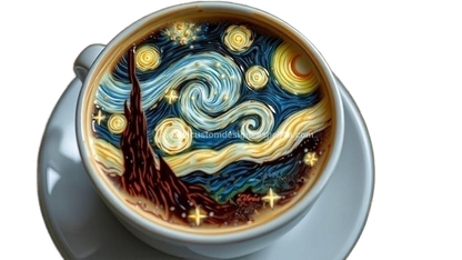 A Cup of Coffee for van Gogh AI Created One of a Kind Digital Download Canvas Poster Wall Art Print DIY Printable Gift Make Your Own Crafts
