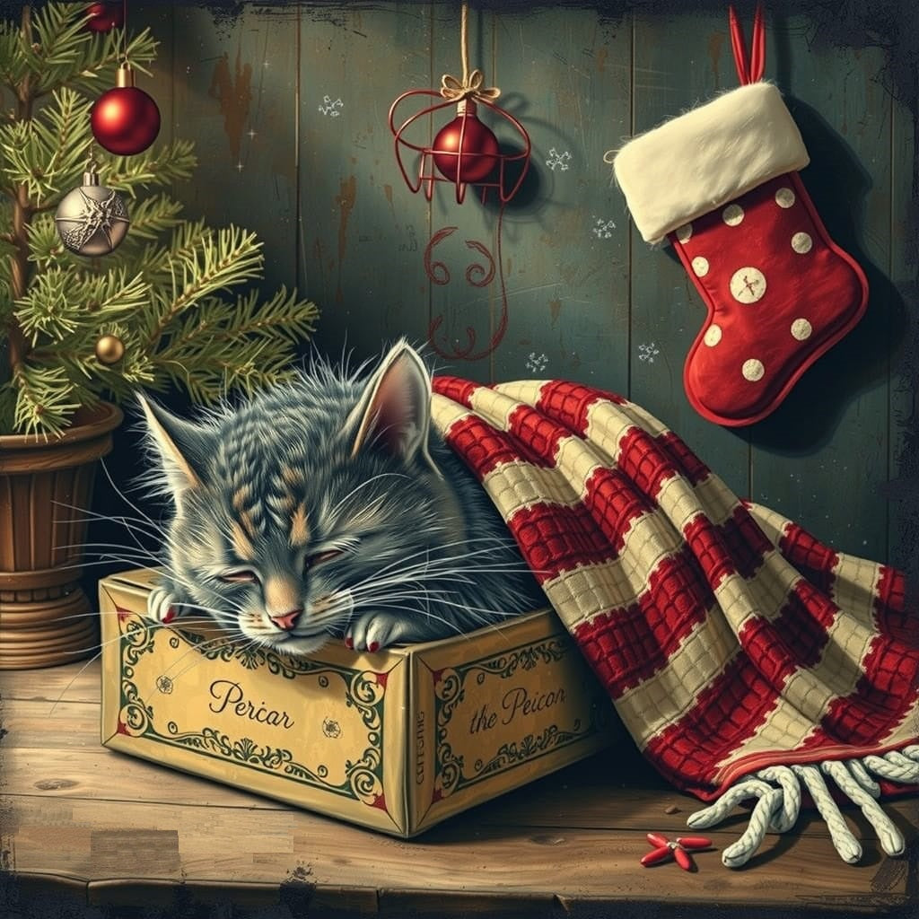  A Few Sleeps Left Before Christmas Mouse and Cat AI Created One of a Kind Digital Download Canvas Poster Wall Art Printable DIY Craft Supply 