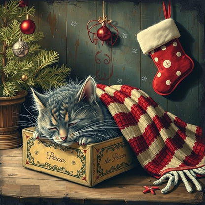  A Few Sleeps Left Before Christmas Mouse and Cat AI Created One of a Kind Digital Download Canvas Poster Wall Art Printable DIY Craft Supply 