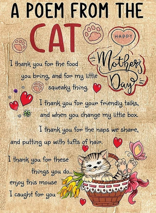 A Poem From The Cat AI Created One of a Kind Digital Download Art Print Canvas Poster, Wall Art, Junk Journal, Cottage Core, DIY Gift
