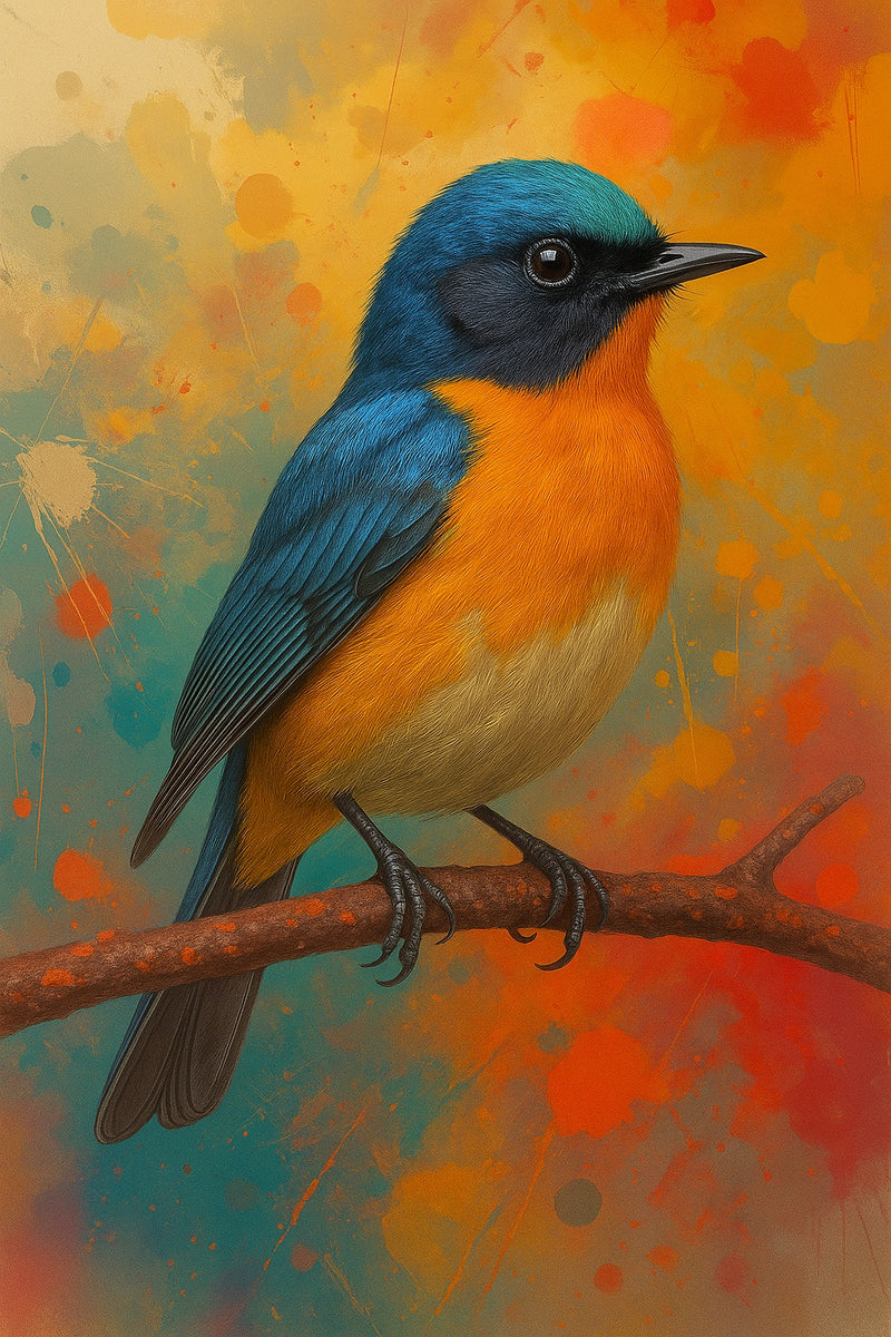 Colorful Bird Wall Art - Digital Oil Painting Download - Abstract Nature Printable - Vibrant Bird Poster - Choose Any Print Size
