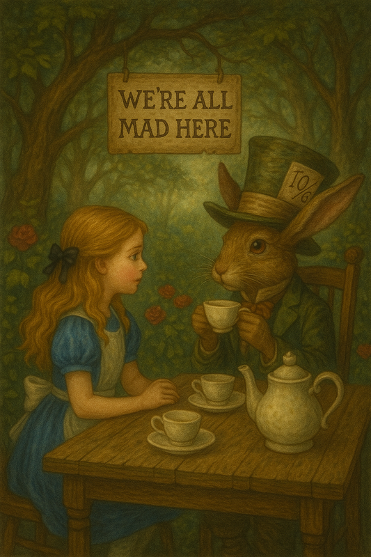 Alice in Forest Wonderland - Cheshire Cat - Digital Download - Canvas Poster - One of A Kind Print - Custom Made AI Designed